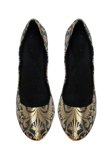Black Brocade Pencil Heels